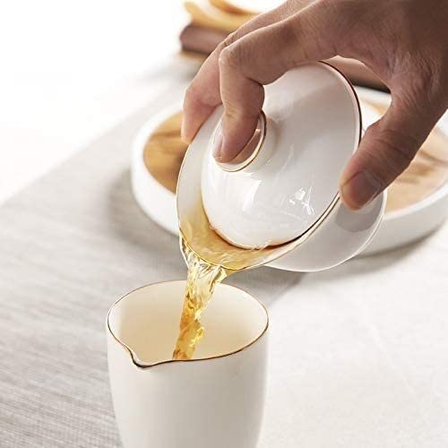 taza de té, Cuencos, Cuenco cubierto de Sancai blanco dulce hecho a mano, taza té Jingdezhen, tazón porcelana jade con llanta fina, juego kung fu for el hogar japonés, pequeño