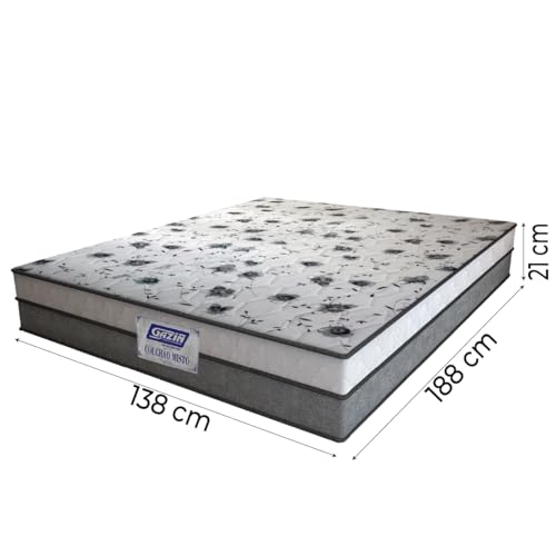 Colchão Casal Espuma D33 Fort 138x188x21cm Cinza/branco - Suporta até 150kg por Pessoa