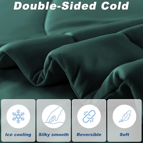 Image of Cooling Comforter Queen Size, Double-Sided Cold Tech Quilted Bed Comforters Cooling Blanket for Hot Sleepers, Breathable Lightweight Summer Bedding, All-Season Ice Blanket, Emerald Green