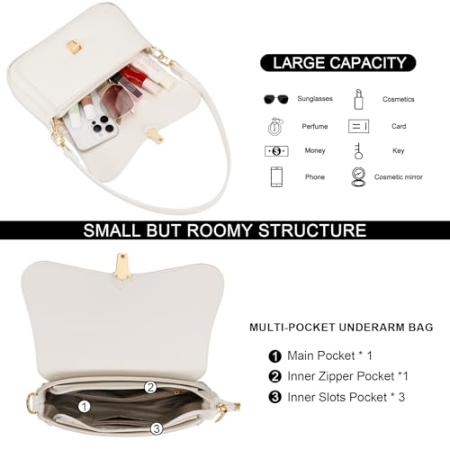 Image of KKXIU Small Shoulder Bag for Women Cute Hobo Handbags Mini Clutch Purses | Classic Trendy Retro Underarm Crossbody Bag with Detachable Straps, Zipper Closure