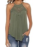 Tank Tops for Women Loose Fit Casual Summer Lace Sleeveless Tunic Tanks Olive XXL