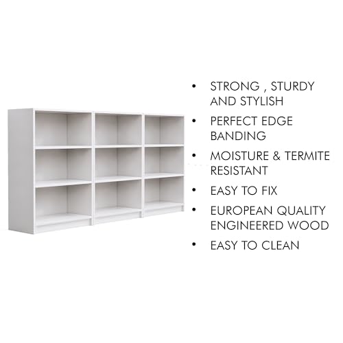 Image of Bniture Engineered Wood Bookshelf for Home | Multipurpose Wooden Book Shelf for Study Room, Home Decor Storage Rack, Showcase Organizer for Living Room, Bedroom, Office | Frosty White