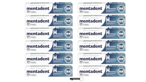 Mentadent Dentifricio Microgranuli dentifricio, 75 ml, confezione da 12, + italy shop free keyring