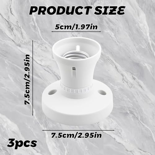 3-Pack White Bulb Holder, E27 Lamp Holder, Bayonet Light Fitting for Ceiling Pendant Lighting, Straight Socket with Bakelite Housing and Brass Components, 4A 220-250V Electrical Rating - Image 3