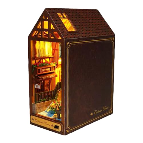 Qkbuza Booknooks Kit Para Adultos - Puzzle 3D de Madera,Casa Educativa Con LED Para Biblioteca Dormitorio Adultos Navidad Halloween Aula De Clase
