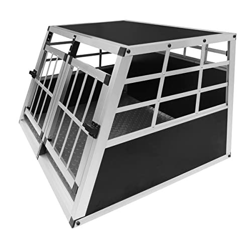 Auto Hundetransportbox kleine Doppelbox Hundebox Transportbox Gitterbox Fahrzeugbox Kofferraumbox Katzen Hunde Aluminium Trapez