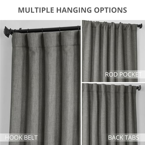 Image of HPD Half Price Drapes - Faux Linen Curtains for Living Room (2 Panels) - 50W X 108L - Textured Room Darkening Curtains for Bedroom 108 Inches Long - Drapes for Home Decor, Blazer Grey