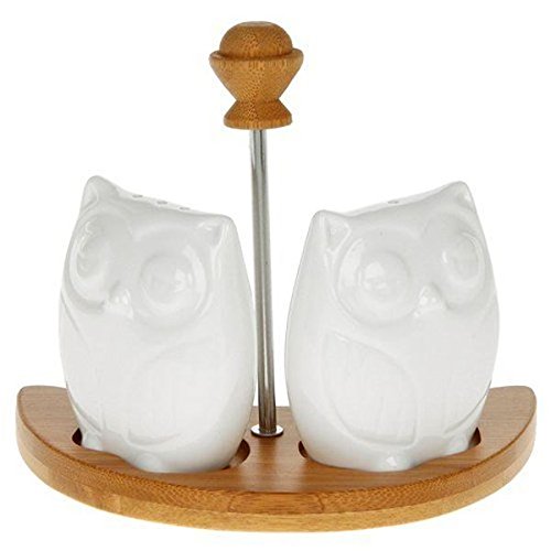White Bamboo Owl Cruet Set