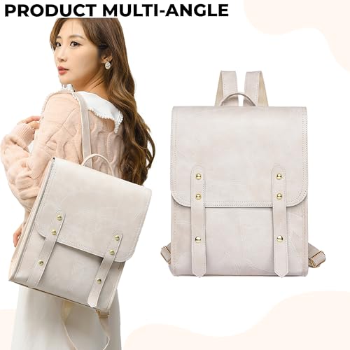 Image of Kraptick Stylish Casual Backpack | PU Leather Laptop Bag for Office, College & Travel | Lightweight & Spacious Daypack | Fits 13.3 inches Laptop | Fashionable & Durable Backpack for Women