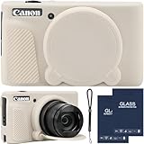 SZHSYJY Camera Case for Canon PowerShot SX740/ SX730 Digital Camera,SX740 HS Case, Soft Silicone Protective Case Removable Lens Cover,Comes with 2 Screen Protectors and 1 Wrist Strap. (Mist White)