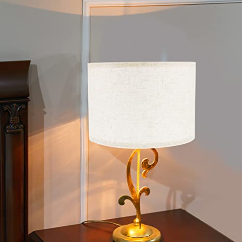 Fomiyes Drum Lampshade, Removable Small Desktop Lamp Shade, Linen Lampshade For Table Lamps, Floor Lamps And Chandelier (White) #TOP6