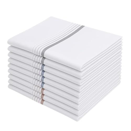 Men’s Cotton Handkerchiefs, Soft Durable White Hankies with Stylish Border, Pure Cotton Kerchiefs for Office, Gentlemen, Daily Use-image-25