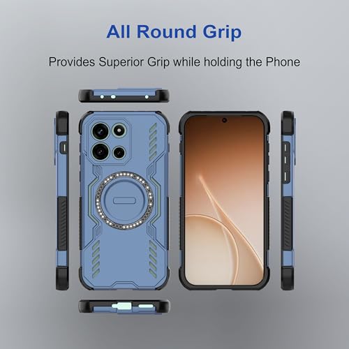 Image of amazon basics Back Case Cover for OnePlus Nord 6 | Magnetic Case with Built-in Metal Ring | Supports MagSafe Charger, Wallet & Car Mount | Shockproof Hybrid PC + TPU | Blue