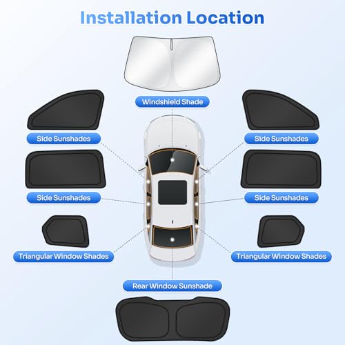 Image of Canvcle Window Shades for 2021-2025 2026 Jeep Grand Cherokee L Accessories Windshield Sun Shade Side Rear Window Cover Sunshade Sun Visor Shield Privacy Protection for Camping Keep Car Cool Black 8PCS