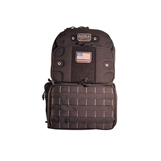 G.P.S. Tactical Tall Range Backpack | Holds 4 Handguns | MOLLE Webbing | Durable Waterproof Stain-Resistant Tactical Gear for Shooting & Hunting, Black