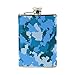 Tizorax Bleu camouflage Poche Flasque en acier inoxydable, Pichet, le camping, Pot de vin, cadeau pour homme ou femme, 226,8 gram