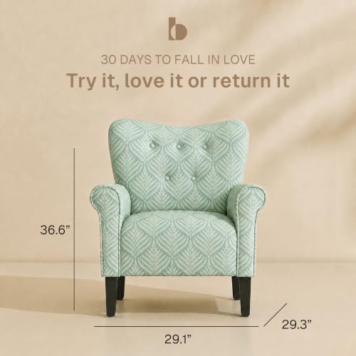 Image of BELLEZE Set of 2 Upholstered Accent Chair - Frond Green
