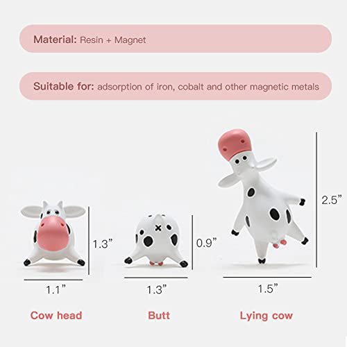 Set de 3 imanes decorativos de resina con forma de vaca miniatura 7