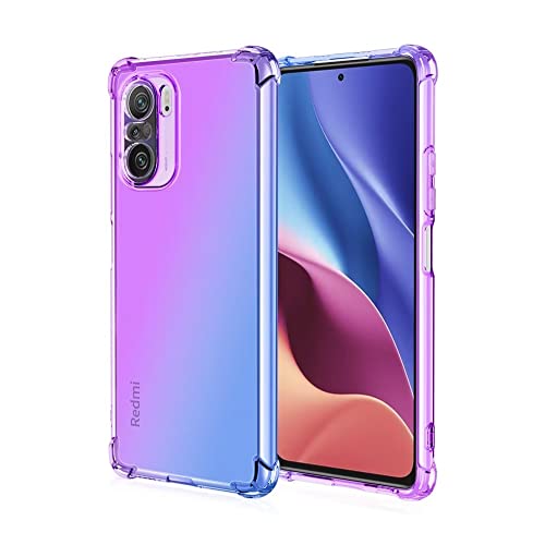 WILLIS Funda para Poco F3 / Poco F3 5G / Xiaomi 11i, Carcasa Protectora de Color Degradado Transparente, 6.67" Case para Teléfono Anticaída y Antiarañazos Azul PúRpura Cover