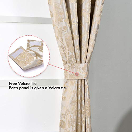 Allbright 100% Blackout Lined Curtains, Jacquard + Shading Lining 2 Layers Completely Blackout Window Treatment Thermal Insulated Drapes For Bedroom Living Room (52''W X 84''L, Silver Beige| 2 Panels) #TOP7