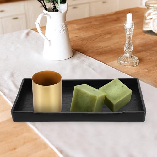 Set de 4 bandejas de almacenamiento de PP negro para organizar el baño 5