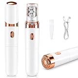 Fizzyo Epilateur Visage Femme, Épilateur Facial 2 en 1 Sans Fil Rechargeable avec Lumière LED, Tondeuse Visage Indolore pour Femmes, Rasoir Portable Électrique pour Visage, Jambes, Bras et Maillot
