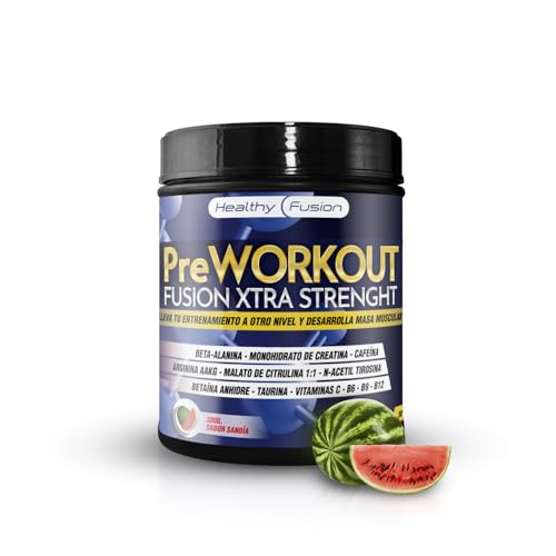 Healthy Fusion potente pre-entreno puro con Beta Alanina, L-Arginina, AAKG, Creatina, Cafeína, Taurina | Mejora el rendimiento físico | Favorece el crecimiento muscular, 300 g