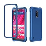 for BLU View 4 B135DL Case with Screen Protector,BLU View 4 Phone Case Full Body Protection Front PC Back Soft Silicone Bumper,View 4 Cover Heavy Duty Protection Shockproof Corner for BLU View 4 Blue