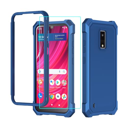 for BLU View 4 B135DL Case with Screen Protector BLU View 4 Phone Case Full Body Protection Front PC Back Soft Silicone Bumper View 4 Cover Heavy Duty Protection Shockproof Corner for BLU View 4 Blue