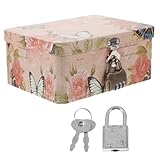 VANZACK Caja de Hojalata Cerradura, Estuche de Almacenamiento Pequeño, Caja para Guardar Adornos y Objetos Personales