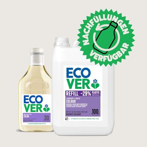 Ecover Waschmittel Color, flüssig, mit Apfelblüten- und Freesienduft, waschmittel flüssig, 30 Waschladungen, 1 x 1,5L 6