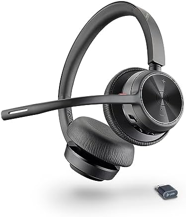 Auriculares inalámbricos Poly Voyager 4320 UC - Audífonos estéreo con micrófono de brazo con cancelación de ruido - Conexión Bluetooth a PC/Mac/teléfono móvil - Funciona con Teams, Zoom y más