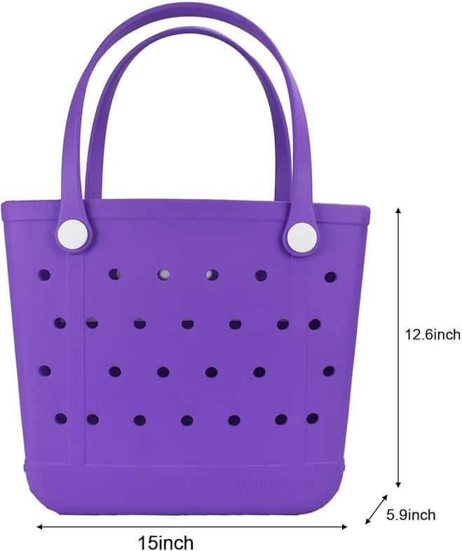 Beach Bag, Rubber Tote Bag, Waterproof Sandproof Washable Tote for Boat Pool Sports Gym Beach Travel - Image 3