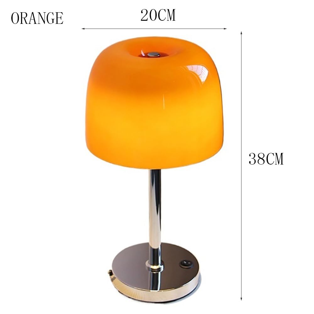 Lampa stołowa Lampa stołowa w kształcie grzyba Sypialnia Salon Szkło przezroczyste Vintage Ambiance Lampy nocne do czytania(Orange)