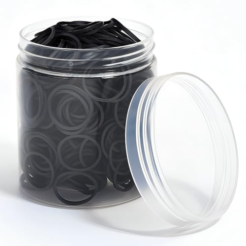 Image of Small Black Elastic Hair Ties, Soft Cotton Stretchable Rubber Bands, Non-Slip For Medium, Thick & Thin Hair, Pain-Free, Hair Styling Accessories, Ponytail, Scrunchy, For Women (Pack of 125)