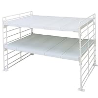 アイリスオーヤマ シンク下 伸縮棚 2段 幅42~70×奥行き39.5×高さ39.5cm ホワイト USD-2V