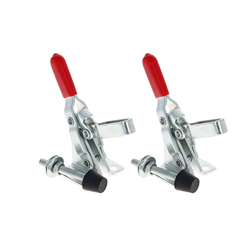 Utoolmart トグルクランプ 垂直 垂直ハンドル式 2個入り 保持能力50kg 炭素鋼 亜鉛メッキ バーのオープン角度100° ハンドルオープン角度56° クイッククランプ ワンタッチ ハンドル式 下方押え型トグルクランプ リリーストグルクランプ クイック メタル ミニ トグル 溶接加工 治具加工用
