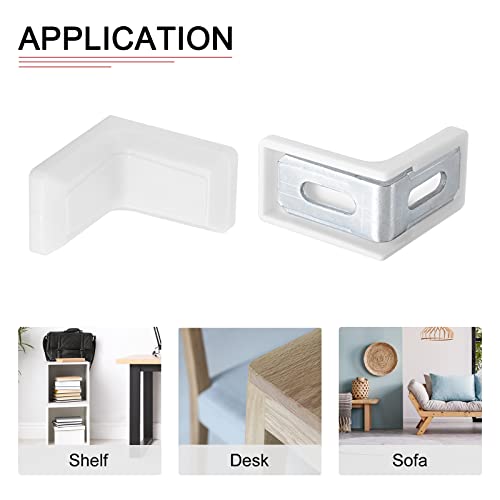 DTGN 29x29x18mm(LxWxH) Plastic Corner Brackets -4Pack - Good for Furniture Repairing - 2 Holes L Shape Right Angle Brace - White - Image 4