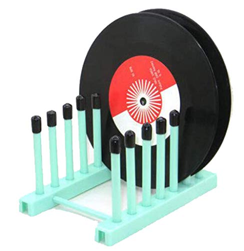 Pmsanzay - Support à disques vinyles - Support de rangement en plastique et silicone - Bleu - Pour disques de 30,5 cm et 17,8 cm - Peut contenir jusqu'à 6 albums LP