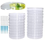  20 Piezas Placa de Petri de Plástico Transparente Placas de Petri Con Tapas Viene con 20 pipetas de transferencia de plástico (3mm) para laboratorio, experimento, biología, estudios de microbiología