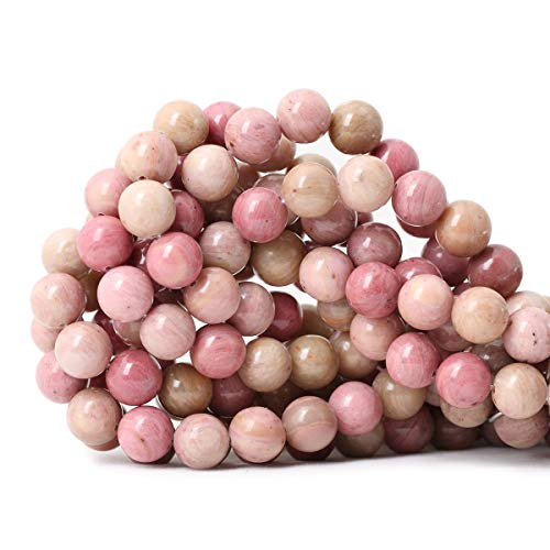 Cheavian 35Pcs 10Mm Natural Rhodochrosite Gemstone Smooth Round Loose Beads For Jewelry Making Diy Findings 1 Strand 15" #TOP6