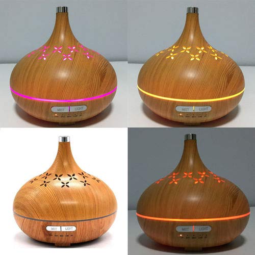 Umidificador de ar Ultrassônico e Difusor de Aromas 300ml, Madeira Clara