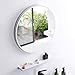 80 centimetri circolare parete specchio temperato vetro telaio metallo con fissaggio a parete design semplice per bagno Vanity Decorativo, Colore: Bianco, Dimensioni: 50cm