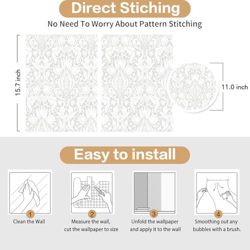 Livebor Floral Wallpaper Peel and Stick Wallpaper Boho Contact Paper 15.7inch x 118.1inch Modern Floral Wallpaper Boho Leaf Wallpaper Self Adhesive Wallpaper for Bathroom Flower Wallpaper Vinyl - Thumbnail 6