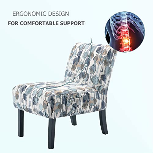 Altrobene Fabric Armless Accent Chairs Set Of 2, Modern Slipper Side Chair With Washable Covers For Living Room Bedroom/Home Office, White/Blue/Floral #TOP4