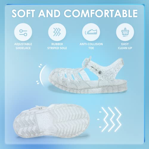 KIDSUN Toddler Girls Jelly Sandals Closed Toe Water Beach Summer Shoes Soft Rubber Sole Mary Jane Dress Shoes Princess Flat4