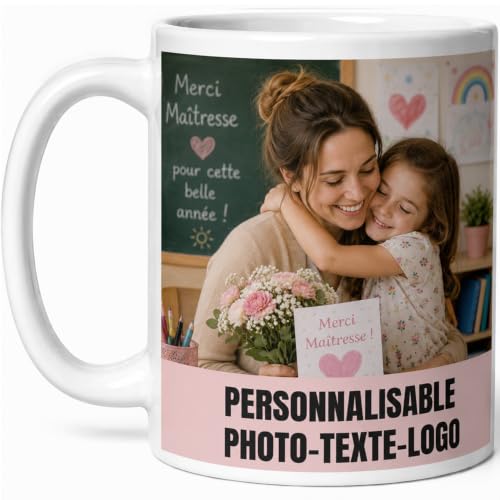 selfiemania - Un mug personnalisé avec 2 photos - personnalisable avec vos photos -cadeau personnalisé - Cadeau de fête des pères, anniversaire, souvenir, naissance, collègue