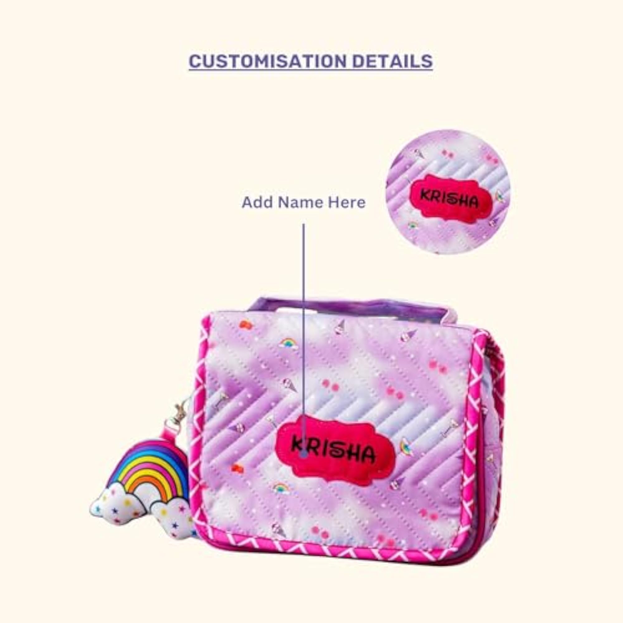 Customized Faux Leather Sling Bag for Kids with Name Engraving, Pink