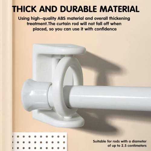 Image of HASTHIP 8Pcs Curtain Rod Holder Without Drill Self-Adhesive 360 Rotating Curtain Rod Brackets, Wall-Mounted Adjustable Holders for Towels, Room Dividers, Bathroom & Kitchen Storage