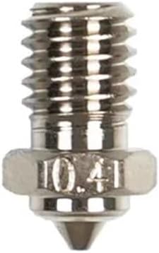 A single 0.4mm hotend nozzle, front view, showing the tip and the hexagonal base.